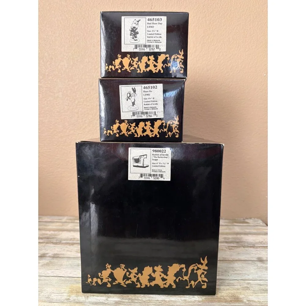 Goebel Looney Tunes Rabbit of Seville Bugs Fudd Scape 3-Pc Barber Set w/FLAWS - Picture 15 of 16